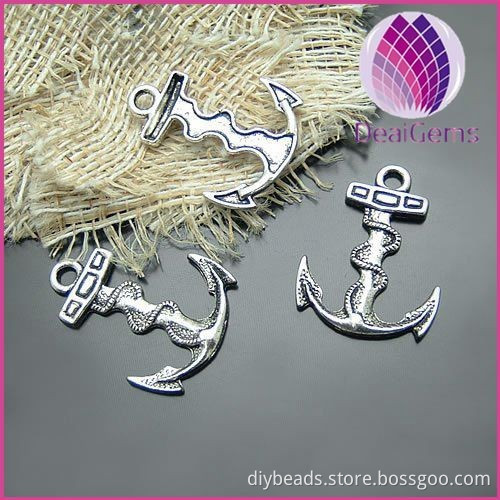 2015 fashion alloy silver plated anchor 32x24mm charm jewerly finding